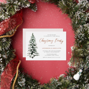 Invitation En Aluminium Arbre de Noël enneigé Fête de Noël festive Or