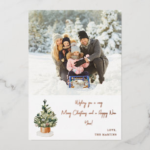 Invitation En Aluminium Arbre de Noël - Photo Note bleue Noël