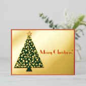 Invitation En Aluminium Arbre de Noël simple or et rouge (Debout devant)