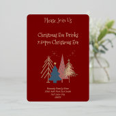Invitation En Aluminium Arbres de Noël en or rouge profond 4 rose vert (Debout devant)