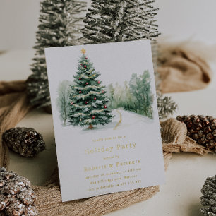 Invitation En Aluminium Arbres de Noël enneigés Fête de Noël en feuille d'