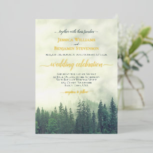 Invitation En Aluminium Arbres de pin verts rustiques Élégant mariage 