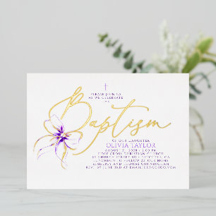 Invitation En Aluminium Arc baptism élégant minimaliste moderne ruban viol