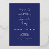Invitation En Aluminium Arc bleu minimaliste moderne quarantième anniversa (Verso)