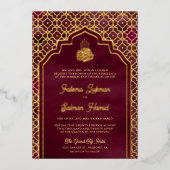 Invitation En Aluminium Arc de Bourgogne Mariage musulman Gold (Recto)
