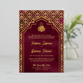 Invitation En Aluminium Arc de Bourgogne Mariage musulman Gold (Debout devant)