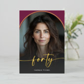 Invitation En Aluminium Arc de Bourgogne minimaliste moderne quarantième a (Debout devant)