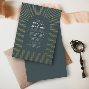 Invitation En Aluminium Arc de mariage bohème délicat vert foncé