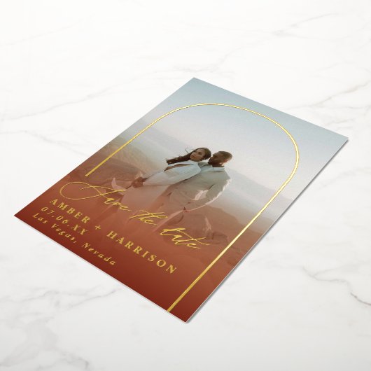 Invitation En Aluminium Arc élégant Calligraphie moderne Enregistrer la da (Rotation)