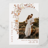 Invitation En Aluminium Arc Fleur sauvage d'automne photo mariage Enregist (Recto)