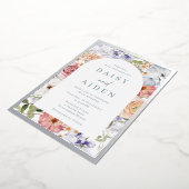Invitation En Aluminium Arc floral Botanique Mariage Argent (Rotation)