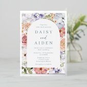 Invitation En Aluminium Arc floral Botanique Mariage Argent (Debout devant)