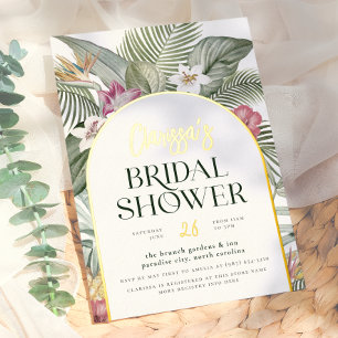Invitation En Aluminium Arc floral tropical brillant pour la douche de la
