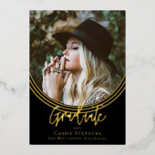 Invitation En Aluminium Arc Inverti - Script tendance - Photo Graduate (Recto)