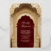 Invitation En Aluminium Arc Islamique Royal Maron Rouge Musulman Mariage O (Verso)