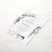 Invitation En Aluminium Arc Mariage moderne Eucalyptus Or (Rotation)