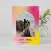 Invitation En Aluminium Arc Minimal Enregistrer La Date Ombre (Debout devant)