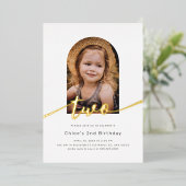 Invitation En Aluminium Arc minimal moderne photo 2e anniversaire (Debout devant)