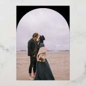 Invitation En Aluminium Arc moderne Boho 2 photos mariage noir (Verso)