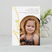 Invitation En Aluminium Arc moderne Photo Script vertical 2e anniversaire (Debout devant)