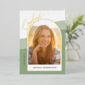 Invitation En Aluminium Arc moderne Photos Sage Graduation Or (Debout devant)