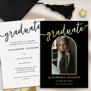 Invitation En Aluminium Arc moderne tendance photo Or