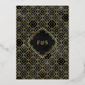 Invitation En Aluminium Arc Noir Marocain Musulman Mariage Or (Verso)
