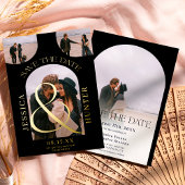 Invitation En Aluminium Arc noir moderne 4 photos mariage enregistrer la d