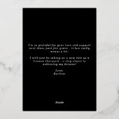 Invitation En Aluminium Arc Noir & Or Photo Typographie Graduation (Verso)