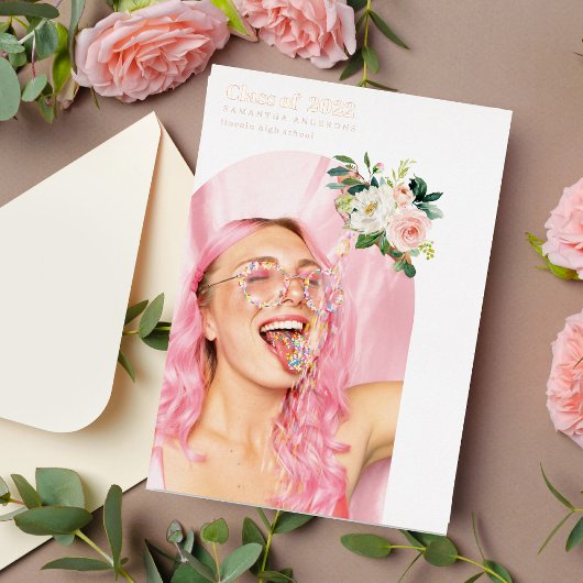 Invitation En Aluminium Arc photo Fleur Fancy Rose Gold