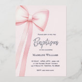Invitation En Aluminium arc rose | Baptême (Recto)