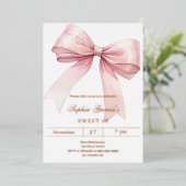 Invitation En Aluminium Arc rose élégant Sweet 16 or rose (Debout devant)