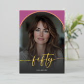 Invitation En Aluminium Arc rose minimal moderne Cinquantième anniversaire (Debout devant)