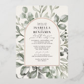 Invitation En Aluminium Arc vert ivoire RSVP QR Code Mariage Rose or (Recto)