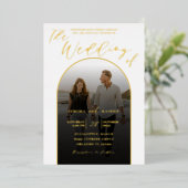 Invitation En Aluminium Arch moderne Gold Foil Script & Mariage photo (Debout devant)