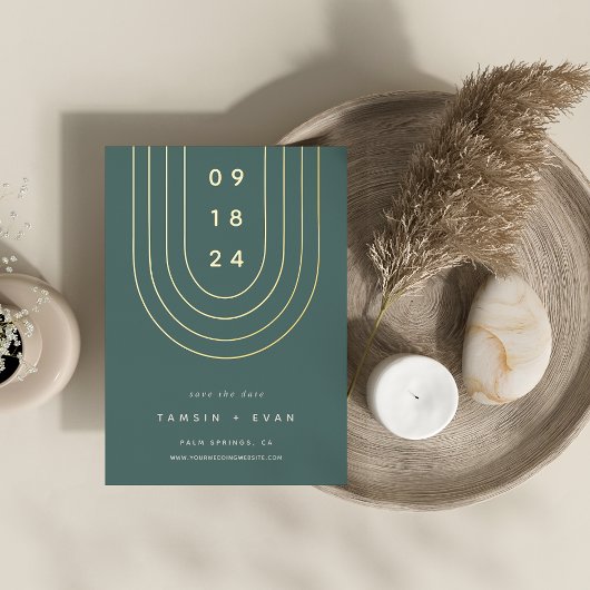 Invitation En Aluminium Arche à huile | Minimal moderne Enregistrer la car