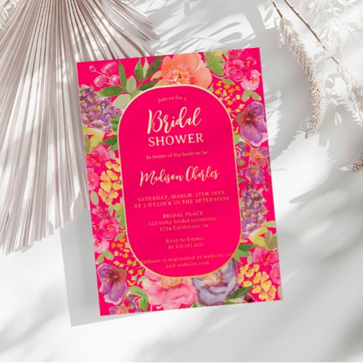 Invitation En Aluminium Arche bohème florale brillant douche nuptiale