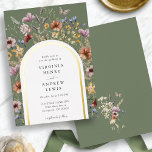 Invitation En Aluminium Arche Boho verte<br><div class="desc">Invitation à l'huile de Faire-part de mariage de Boho vert. Cette invitation à la feuille mariage en arc de bouho élégante et élégante présente de magnifiques fleurs sauvages aquarelles peints à la main, disposés comme un cadre magnifique. Le dos comprend un beau bouquet de coordination avec un monogramme pour la...</div>