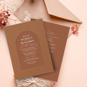 Invitation En Aluminium Arche de mariage en terre cuite Boho et code QR RS