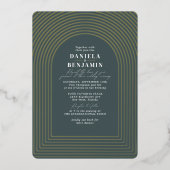 Invitation En Aluminium Arche de mariage vert foncé Boho & Code QR RSVP (Recto)