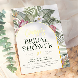 Invitation En Aluminium Arche Florale Tropicale Brillante Mariage Moderne