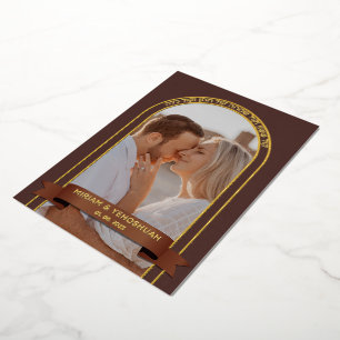 Invitation En Aluminium Arche photo juive boho terreuse Chuppah hébraïque
