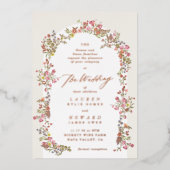 Invitation En Aluminium Arche rose or fleurie jardin de printemps mariage (Recto)