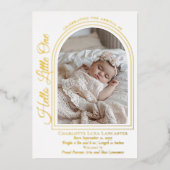 Invitation En Aluminium Arched Photo Elegant Script Birth Announcement (Recto)