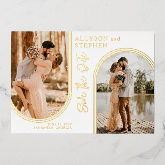 Invitation En Aluminium Arches inversées Deux mariages photo Enregistrer l (Recto)