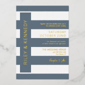 Invitation En Aluminium Ardoise Bleu moderne Grandes Typographie Mariage O (Recto)