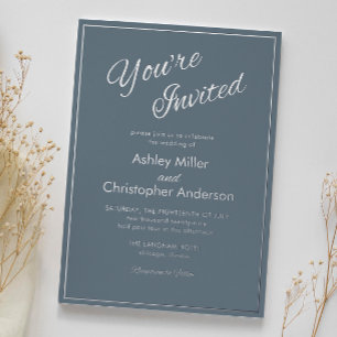 Invitation En Aluminium Ardoise Grise Minimaliste pour Mariage