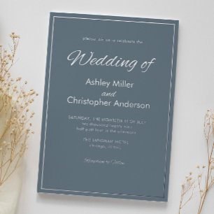 Invitation En Aluminium Ardoise Grise Minimaliste pour Mariage