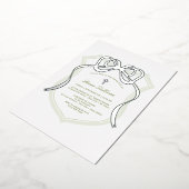 Invitation En Aluminium Argent Bow Sage Green Crest Baptême (Rotation)