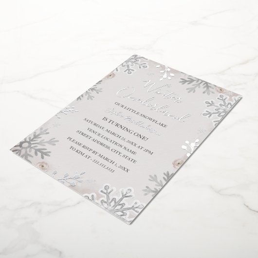 Invitation En Aluminium ARGENT FOIL Winter Onederland 1er anniversaire (Rotation)